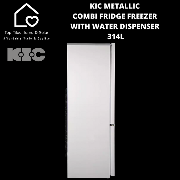 KIC Metallic Combi Fridge Freezer with Water Dispenser - 314L
