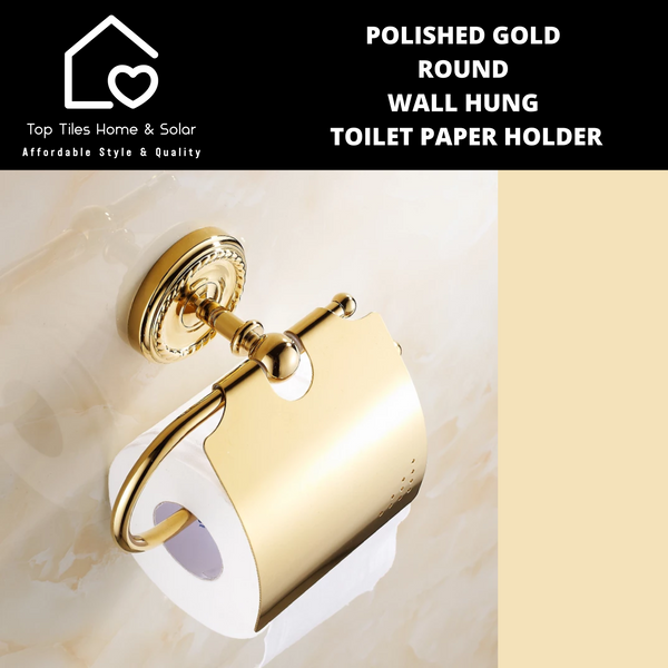 Polished Gold Round Wall Hung Toilet Paper Holder