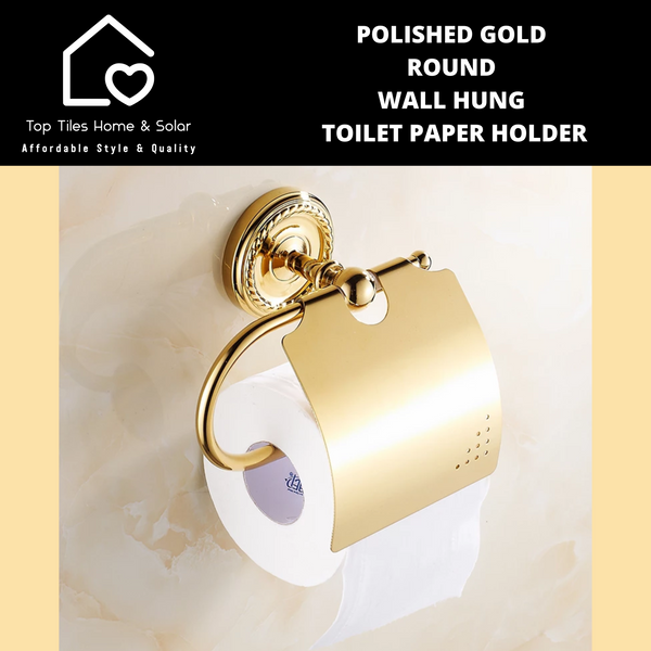 Polished Gold Round Wall Hung Toilet Paper Holder
