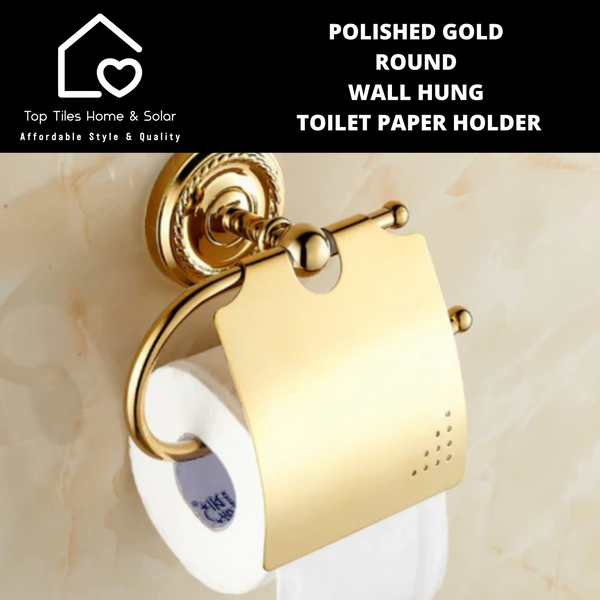 Polished Gold Round Wall Hung Toilet Paper Holder