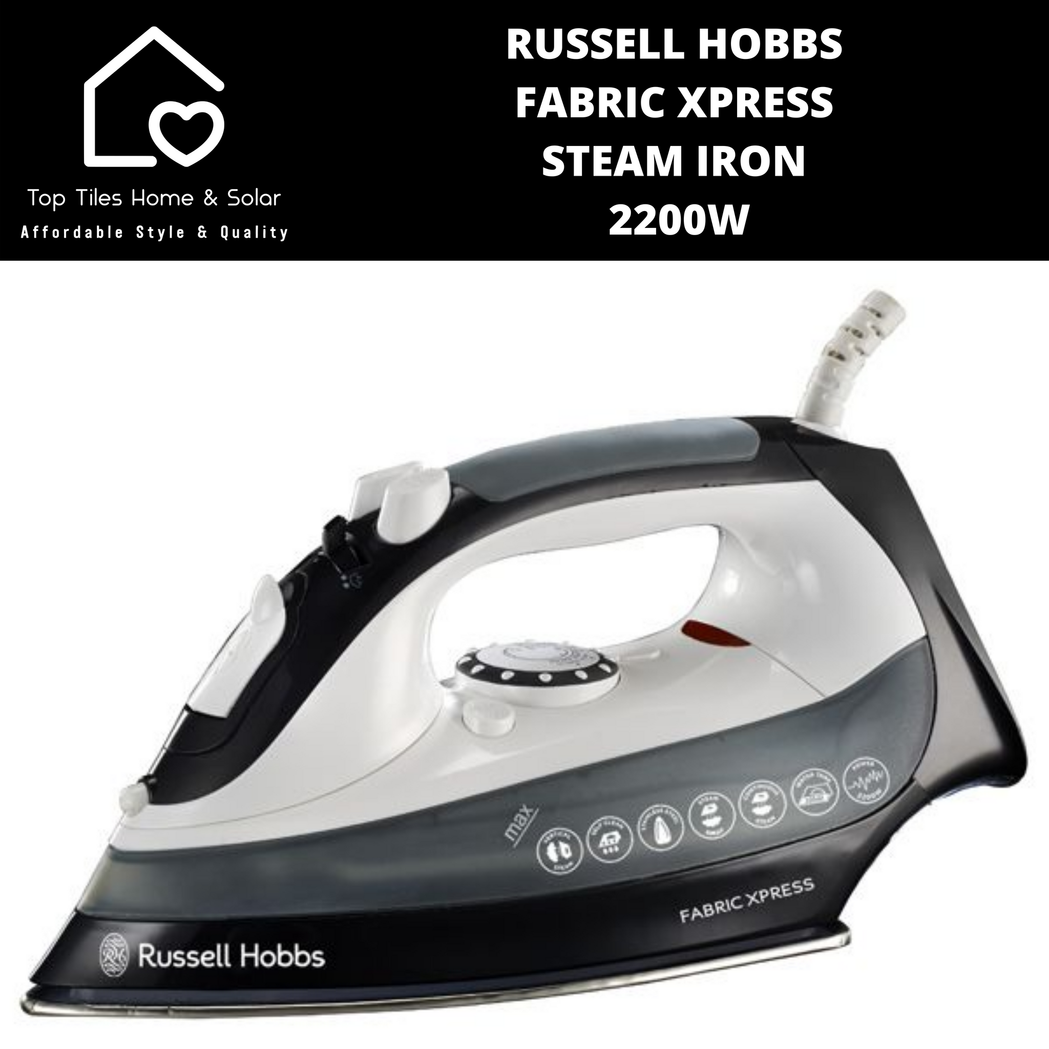 Russell Hobbs Fabric Xpress Steam Iron 2200W Top Tiles Home