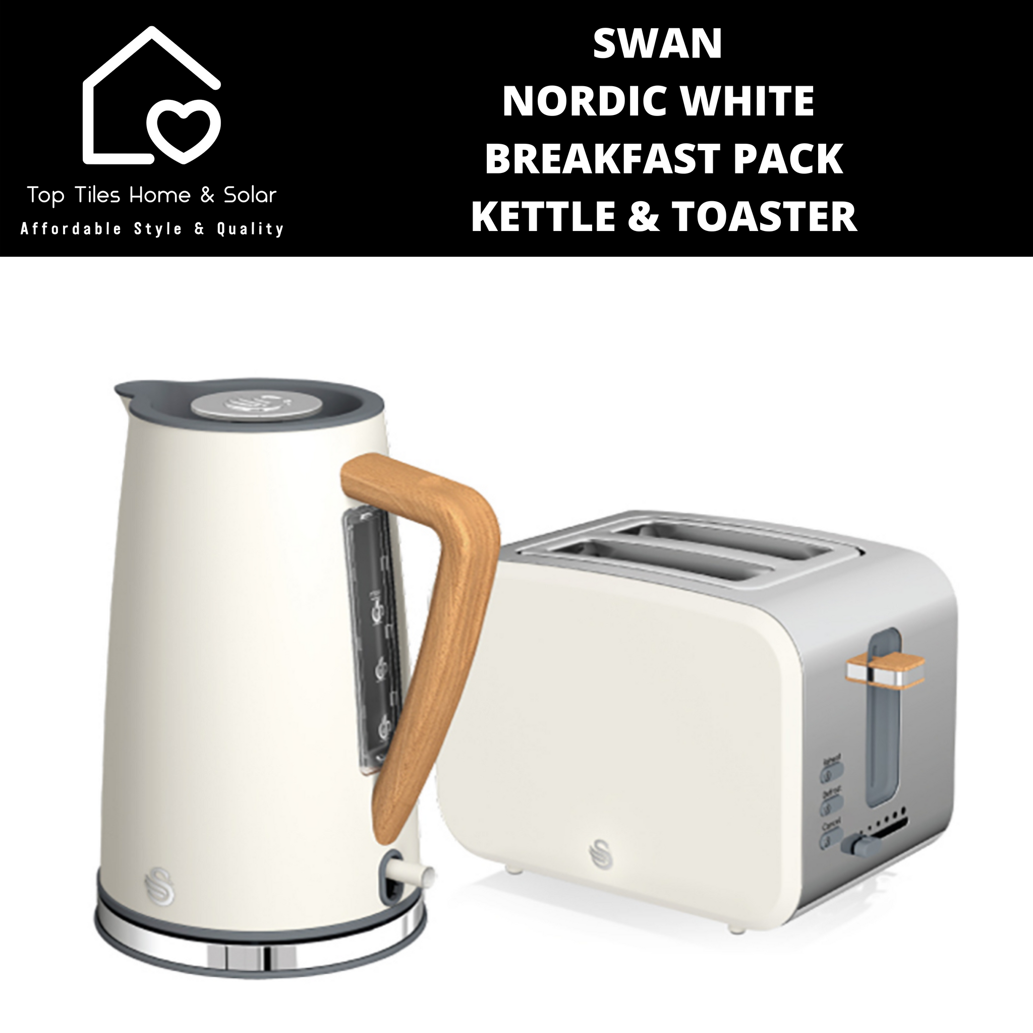 Swan Nordic White Breakfast Pack Kettle Toaster Top Tiles