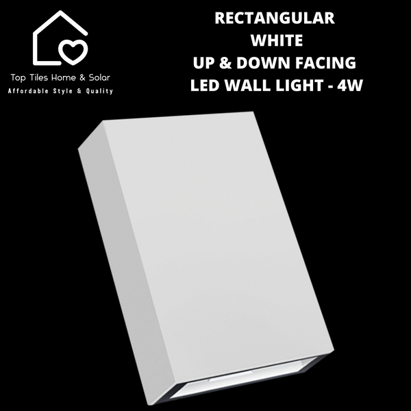 Rectangular White Up & Down Facing LED Wall Light - 4W