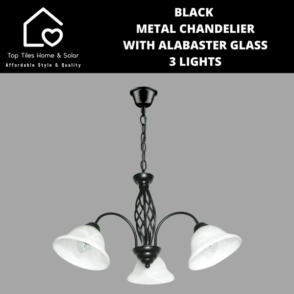 Black Metal Chandelier Chandelier - 3 Lights