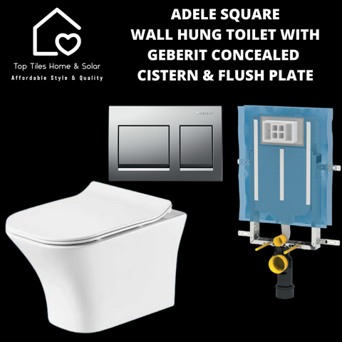 Adele Square Wall Hung Toilet with Geberit Concealed Cistern & Flush Plate