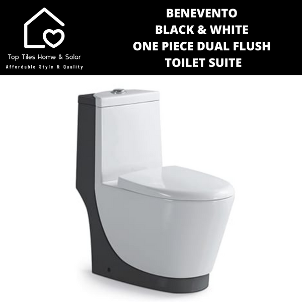 Benevento Black & White One Piece Dual Flush Toilet Suite