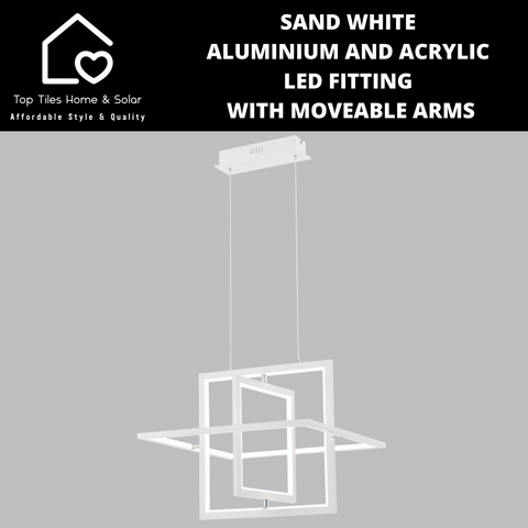 Sand White Aluminium and Acrylic LED Fitting with Moveable Arms