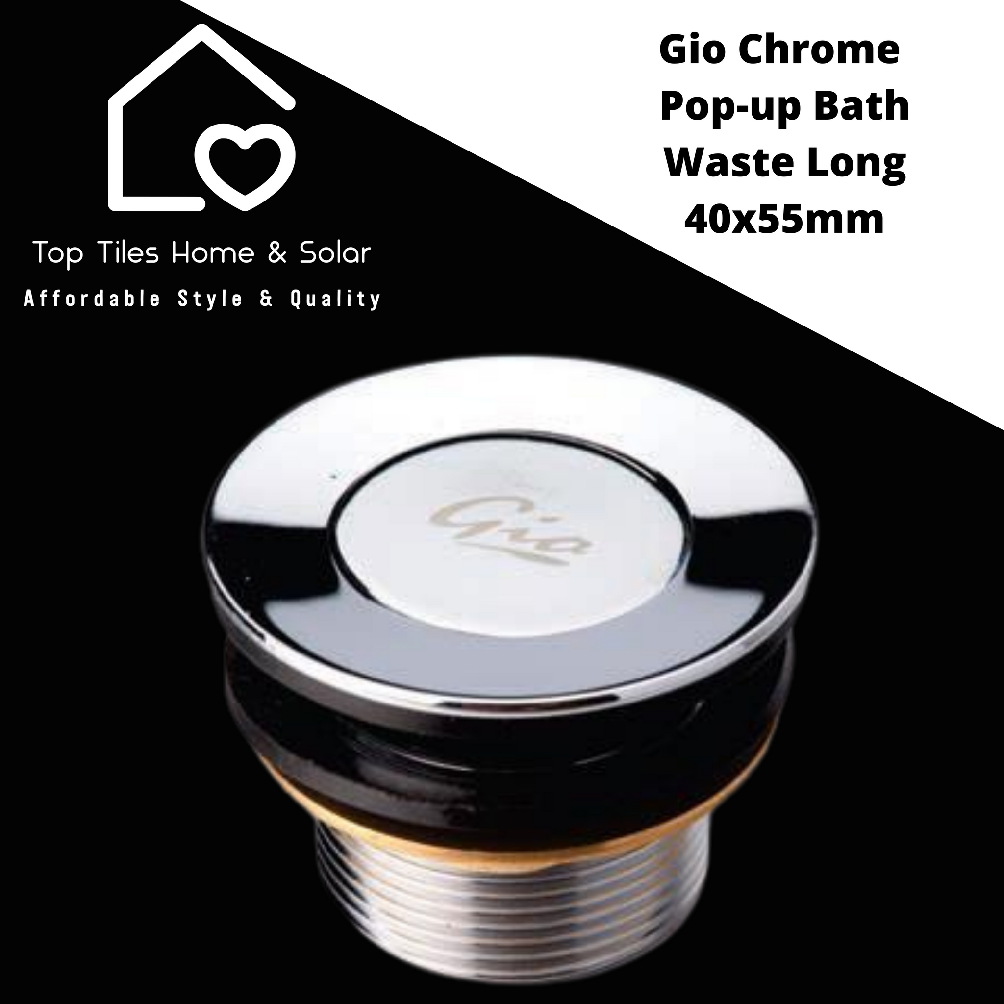 Gio Chrome Pop-up Bath Waste Long - 40x55mm