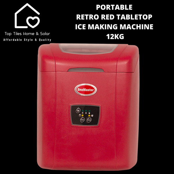 Portable Retro Red Tabletop Ice Making Machine - 12kg