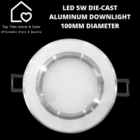 LED 5W Die-Cast Aluminum White Downlight - 100mm Diameter