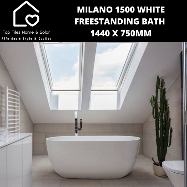 Milano 1500 White Freestanding Bath - 1440 x 750mm