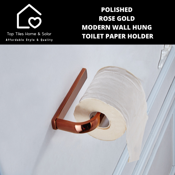Polished Rose Gold Modern Wall Hung Toilet Paper Holder