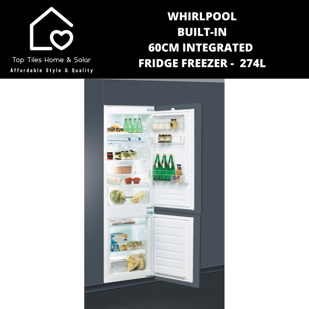 Whirlpool Built in 60cm Integrated Fridge Freezer 274L Top Tiles whirlpool-built-in-60cm-integrated-fridge-freezer-274l-top-tiles