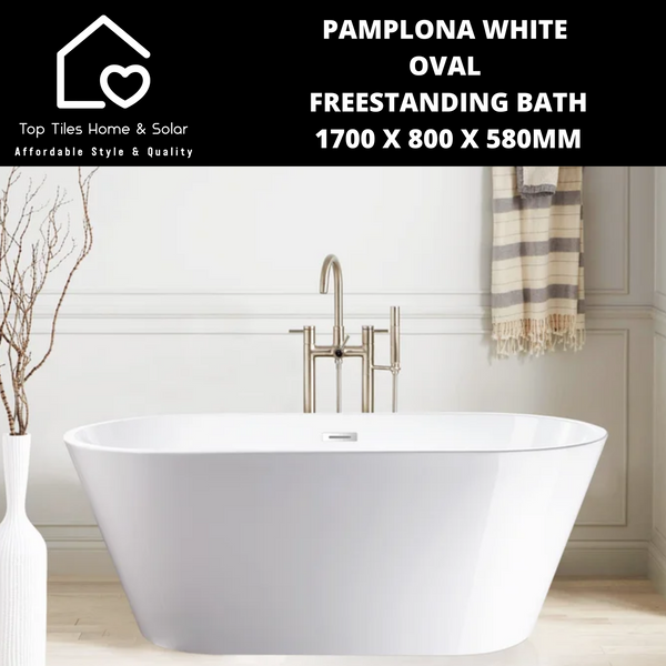 Pamplona White Oval Freestanding Bath - 1700 x 800 x 580mm