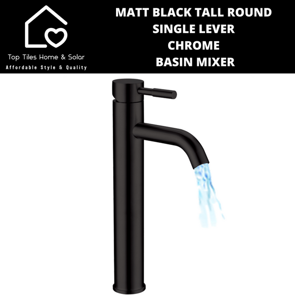 Matt Black Tall Round Single Lever Basin Mixer