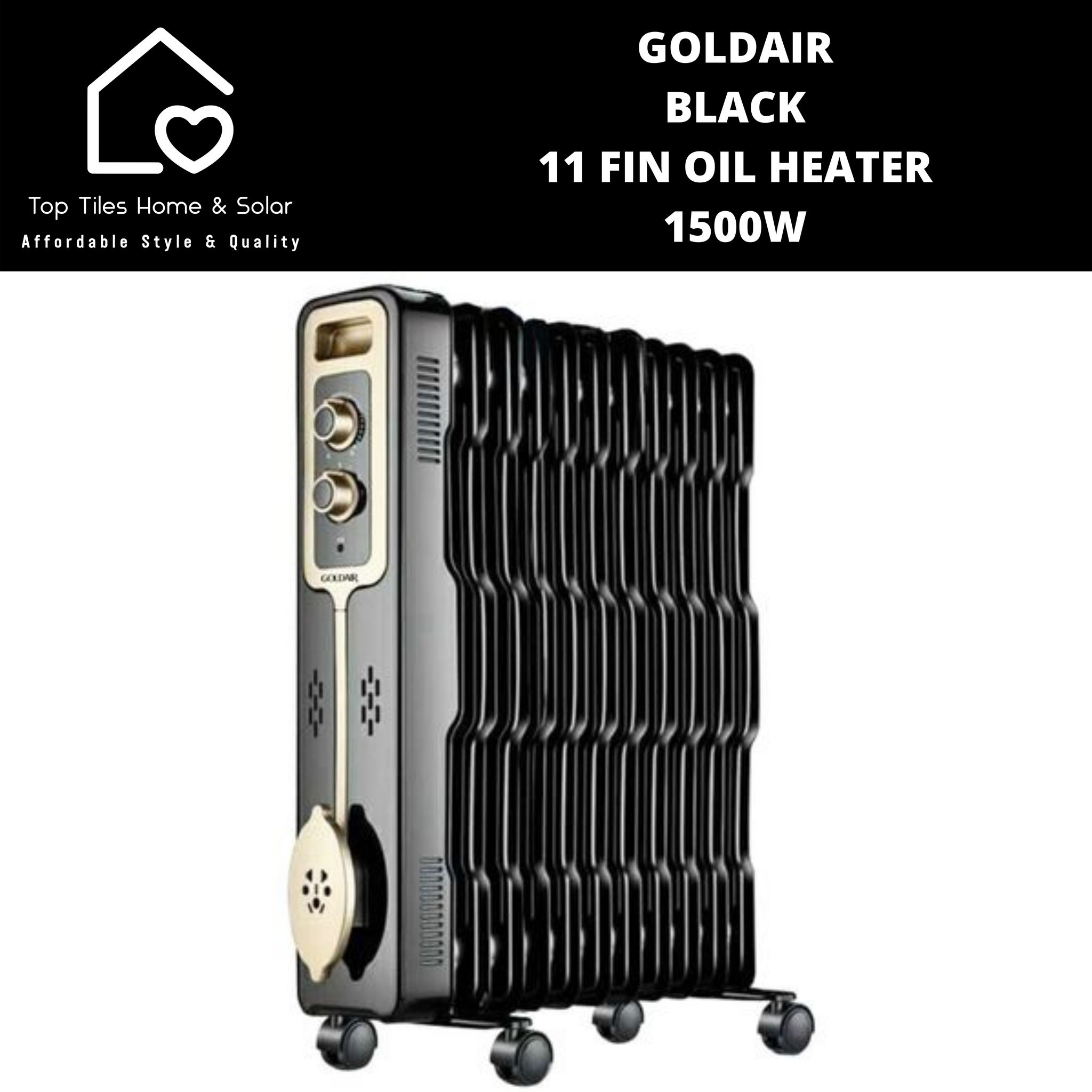 Goldair Black 11 Fin Oil Heater - 1500W – Top Tiles Home u0026 Solar