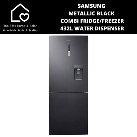 Samsung Metallic Black Combi Fridge Freezer - 432L Water Dispenser