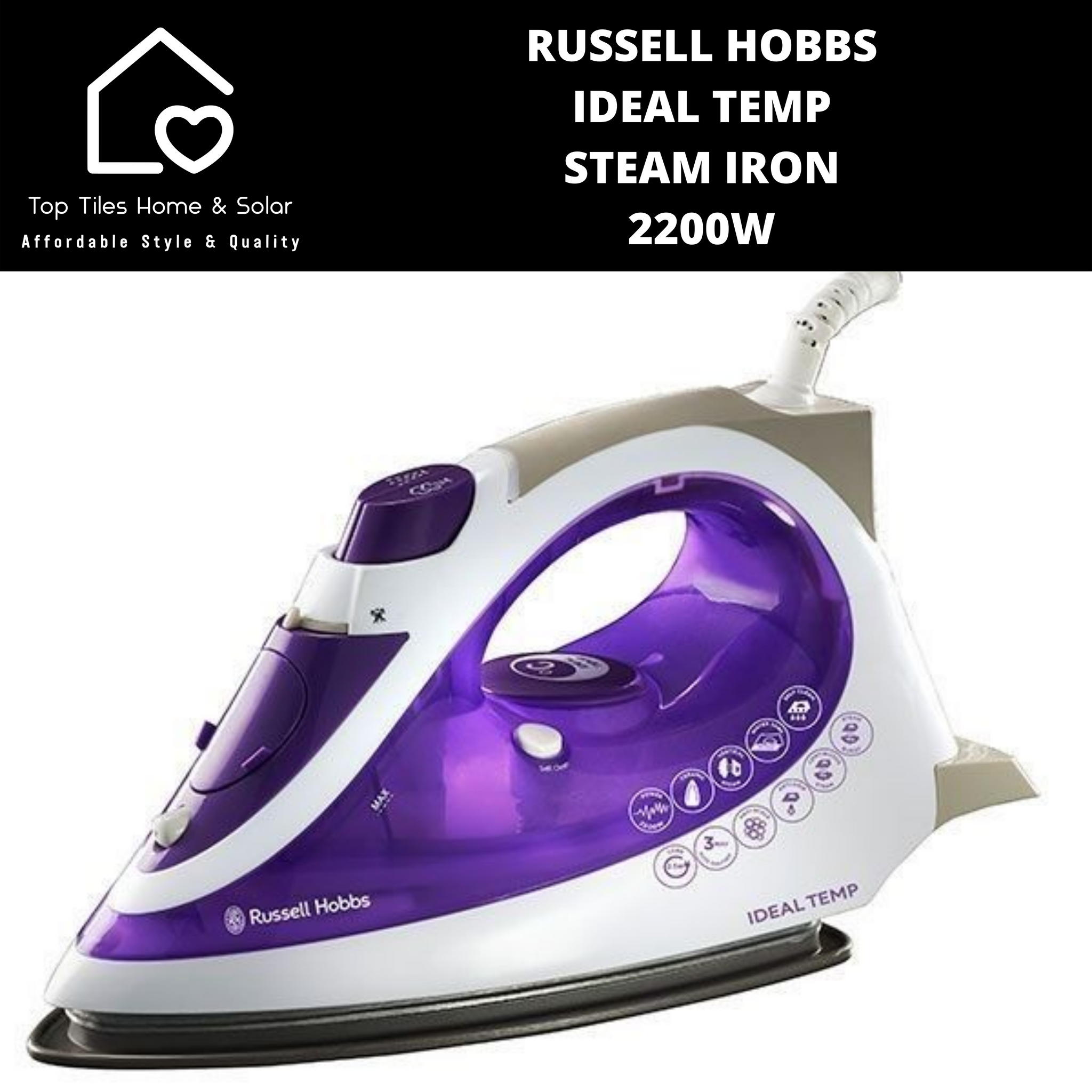 Russell Hobbs Ideal Temp Iron 2200W Top Tiles Home Solar
