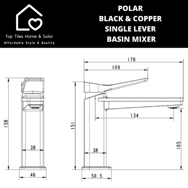 Polar Black & Copper Single Lever Basin Mixer