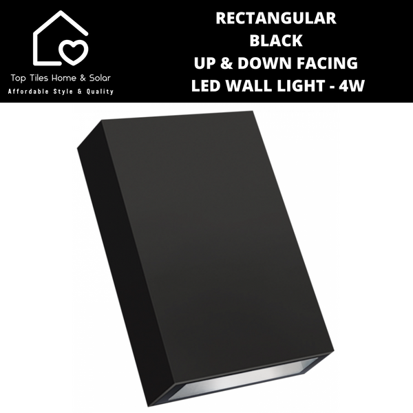 Rectangular Black Up & Down Facing LED Wall Light - 4W