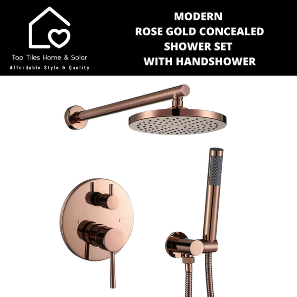 Shower Roses Reece Modern Rose Gold Concealed Shower Set - With Handshower – Top Tiles ...