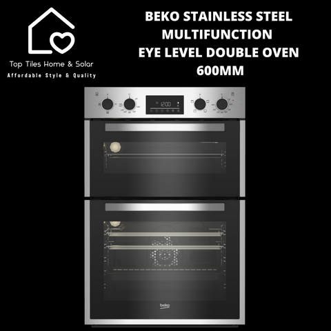 Beko Stainless Steel Multifunction Eye Level Double Oven - 600mm