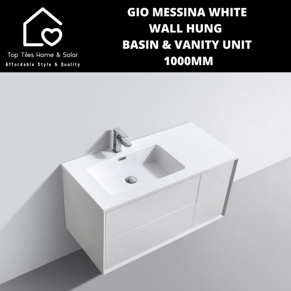 Gio Messina White Wall Hung Basin & Vanity Unit -  1000mm