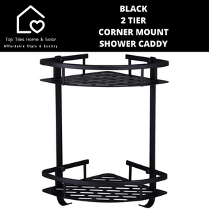 Black 2 Tier Corner Mount Shower Caddy