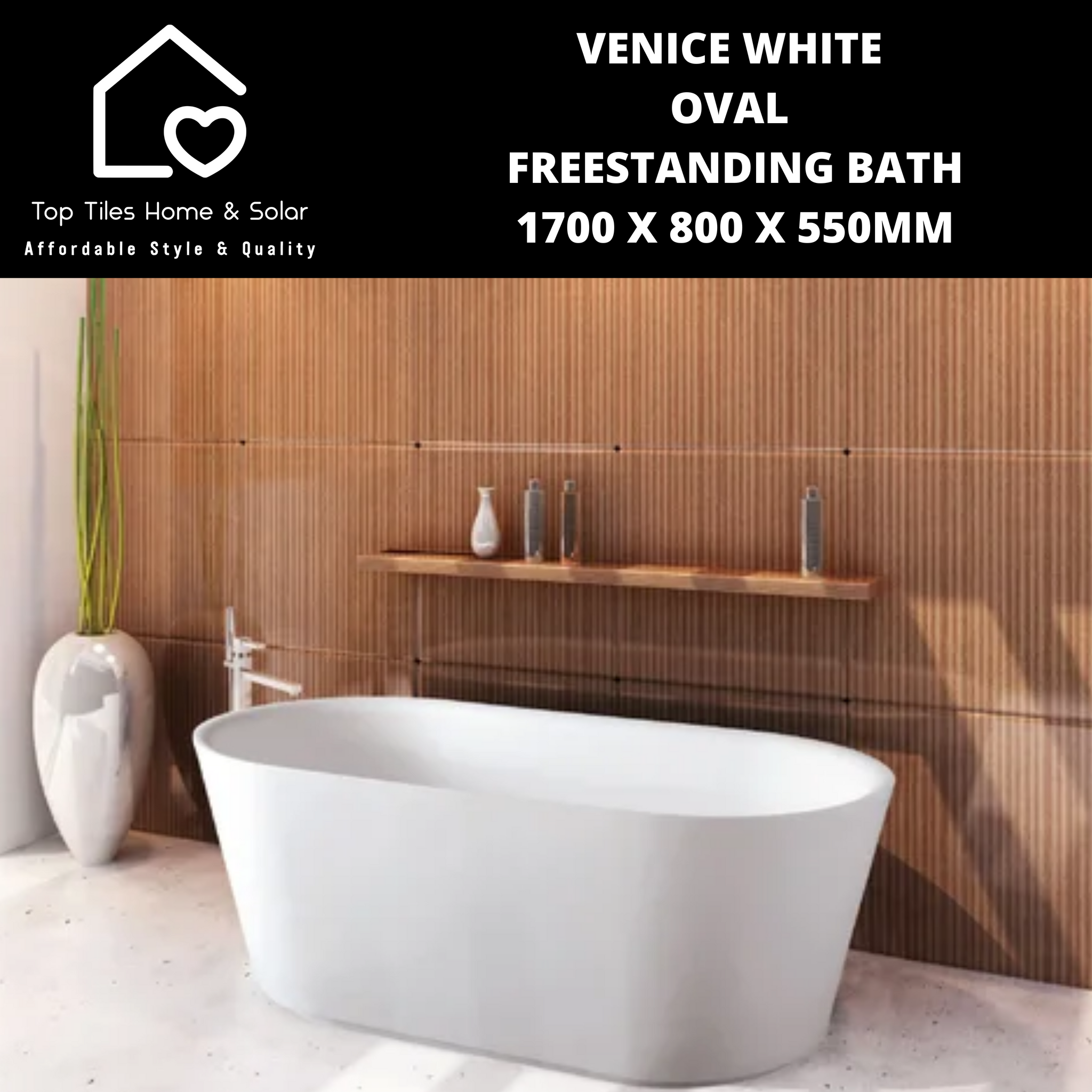 Venice White Oval Freestanding Bath - 1700 x 800 x 595mm – Top
