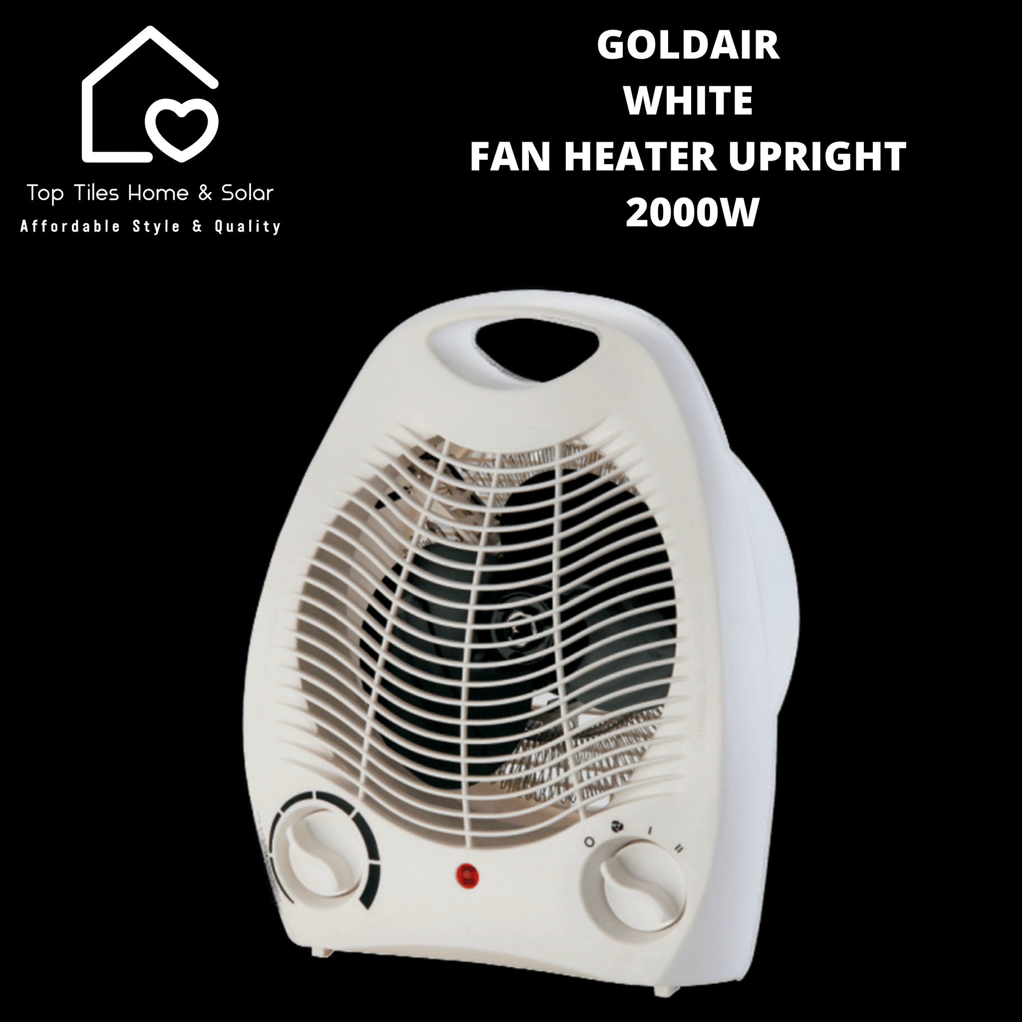 Goldair White Fan Heater Upright - 2000W – Top Tiles Home u0026 Solar