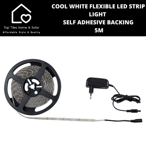 Cool White Flexible LED Strip Light Self Adhesive Backing - 5m