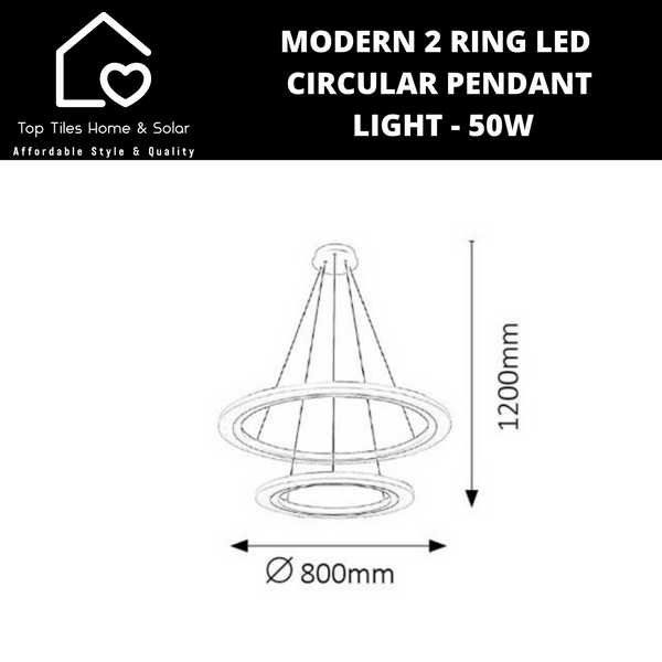 Modern 2 Ring LED Circular Pendant Light - 50W