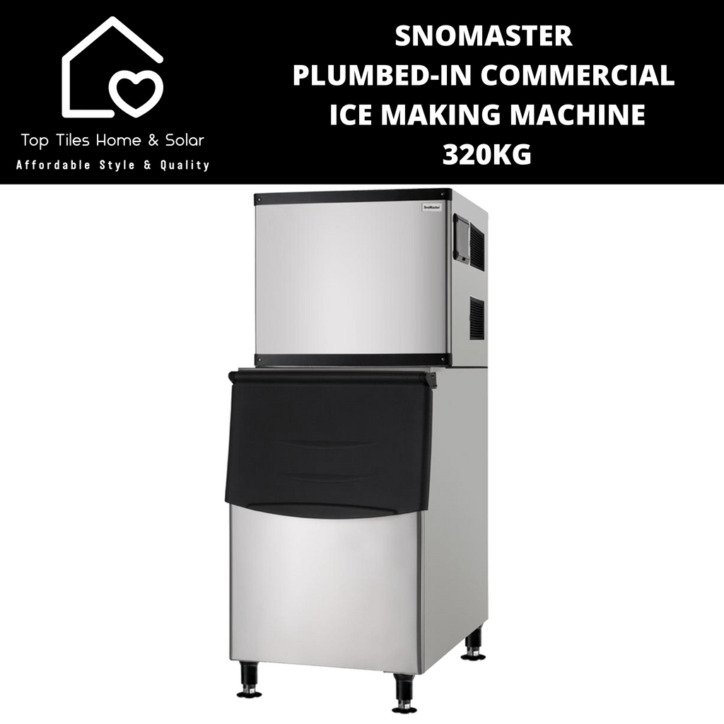 SnoMaster Plumbedin Commercial Ice Making Machine 320kg Top Tiles Home & Solar