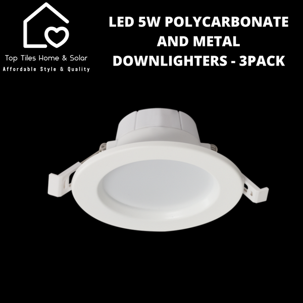 LED 5W Polycarbonate and Metal Downlighters - 3Pack