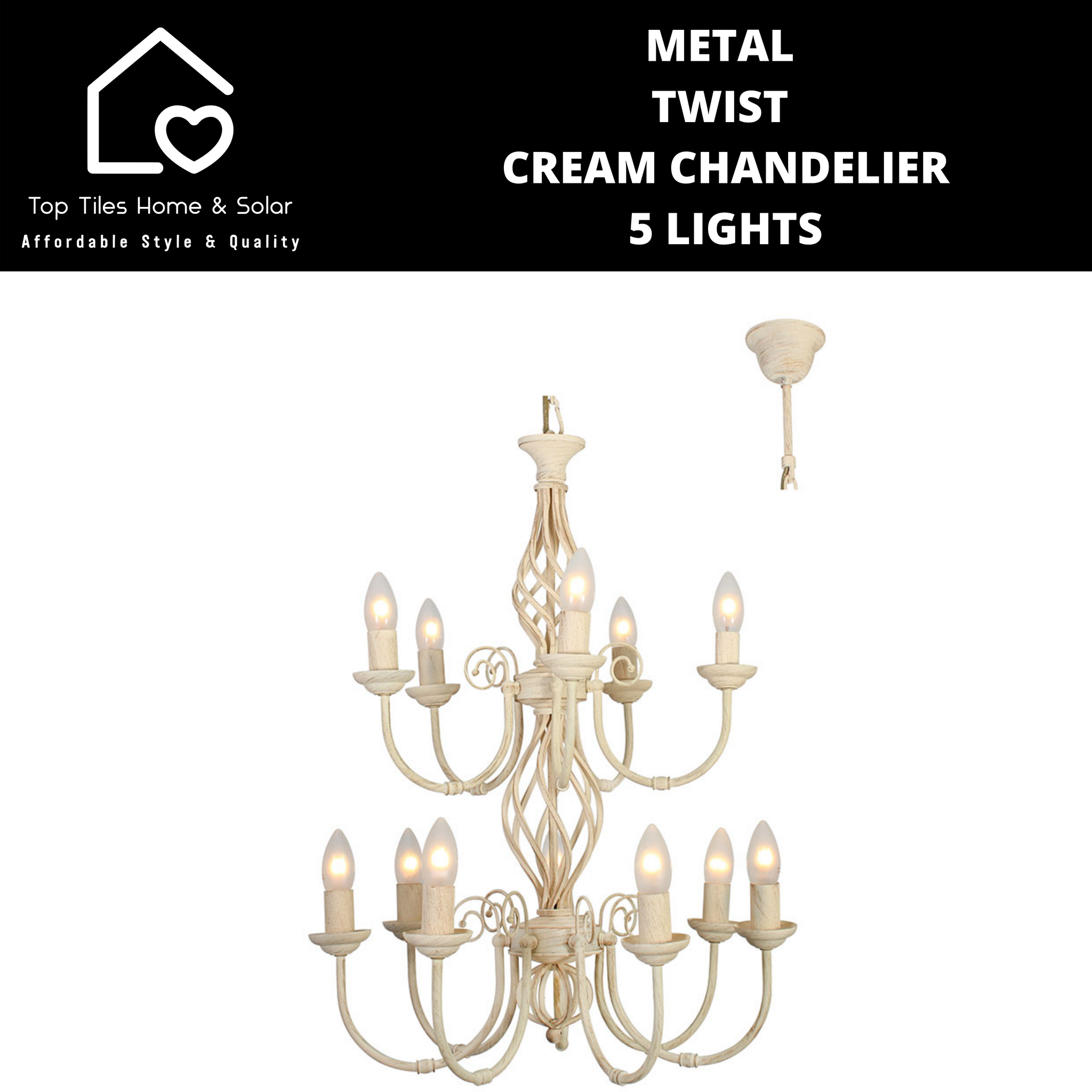 Metal Twist Cream Chandelier - 12 Lights