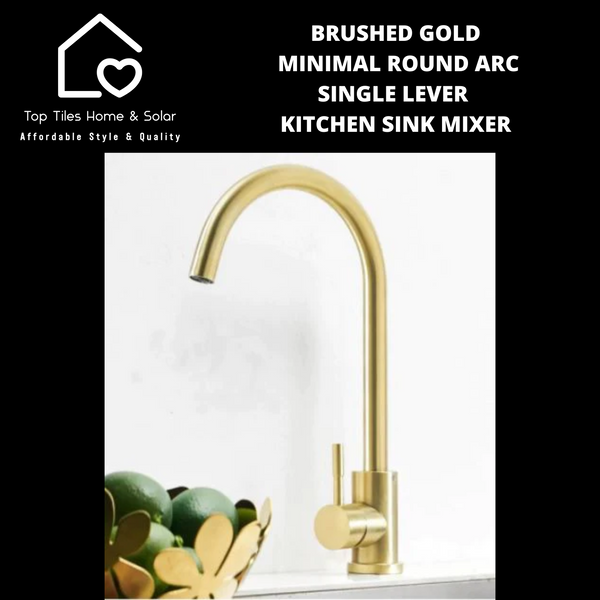 Brushed Gold Minimal Round Arc Single Lever Kitchen Sink Mixer