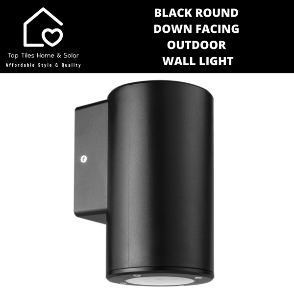 Black Round Down Facing Outdoor Wall Light