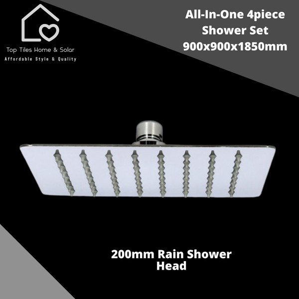 All-In-One 4Piece Chrome Shower Combo - 900x900x1850mm