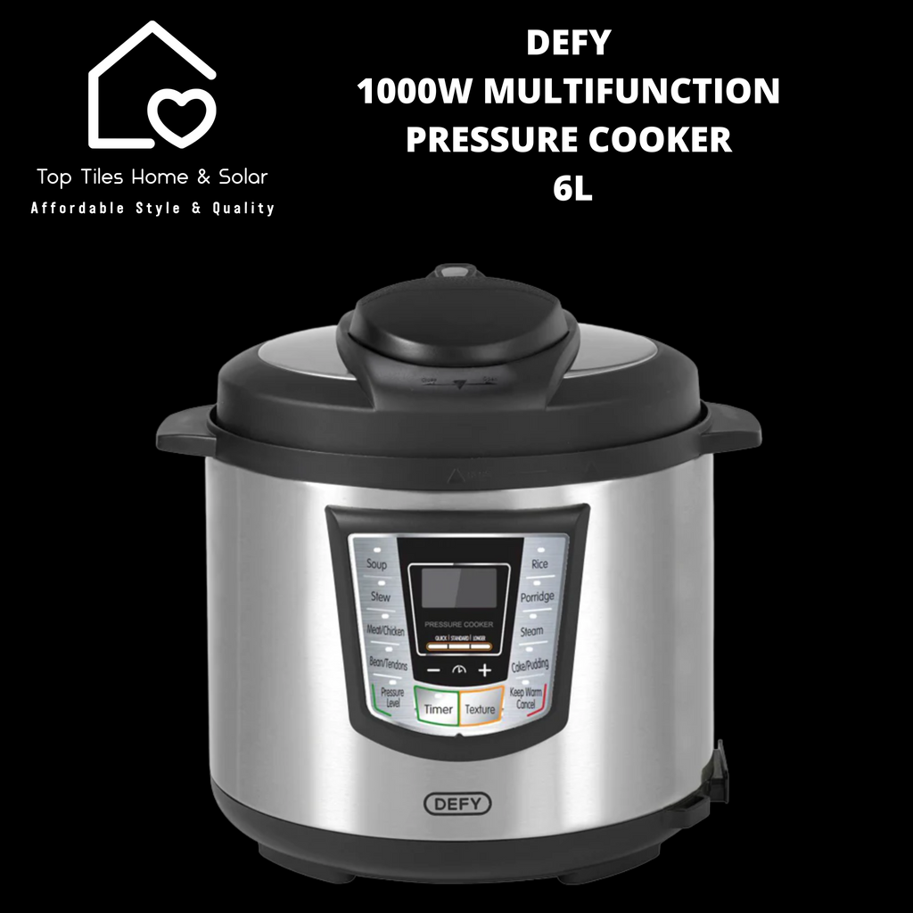 Defy 1000W Multifunction Pressure Cooker 6L PC600S Top Tiles Home Solar