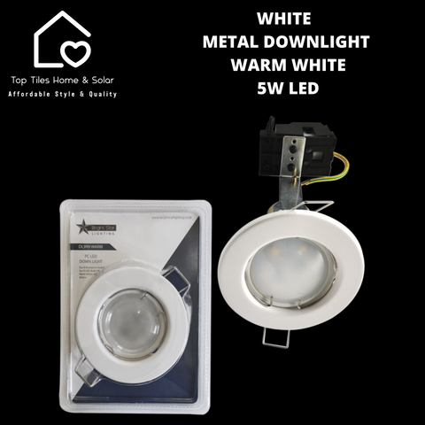 White Metal Downlight Warm White - 5W LED