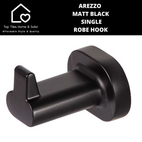 Arezzo Matt Black Single Robe Hook