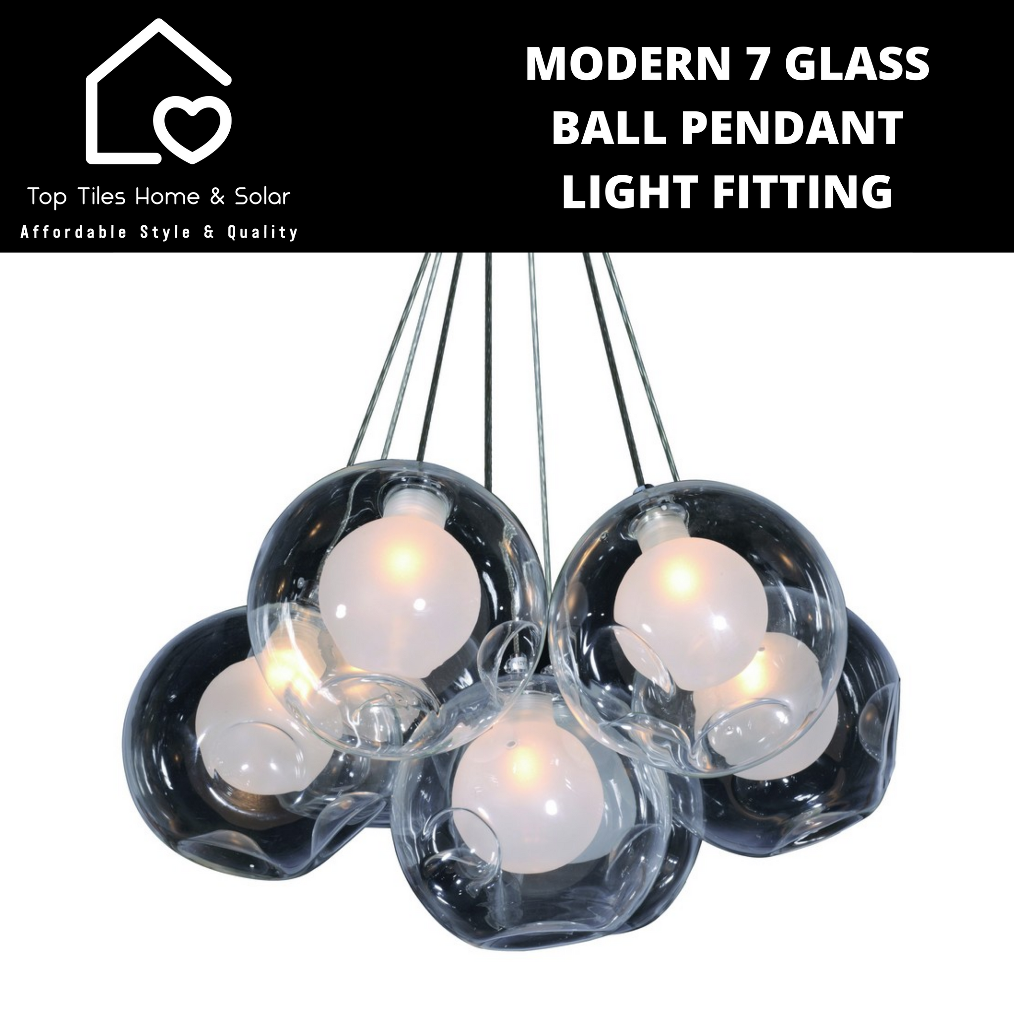 Modern 7 Glass Ball Pendant Light Fitting Top Tiles Home Solar