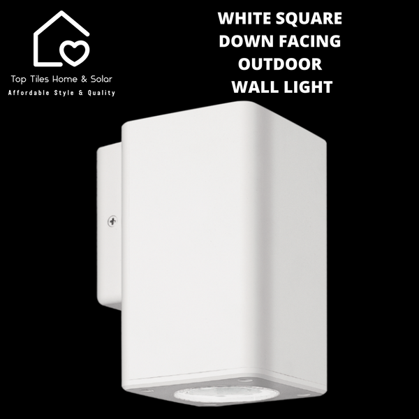 White Square Down Facing Outdoor Wall Light
