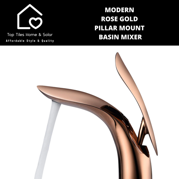 Modern Rose Gold Pillar Mount Basin Mixer