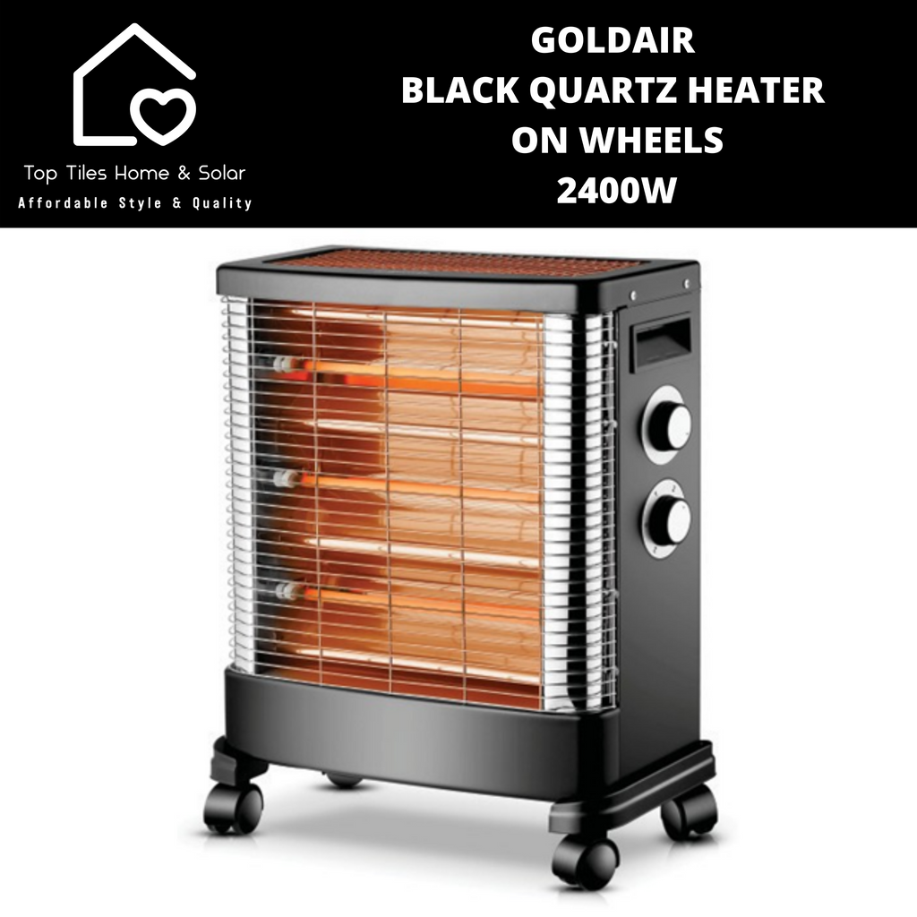 Goldair Black Quartz Heater on Wheels - 2400W – Top Tiles Home u0026 Solar