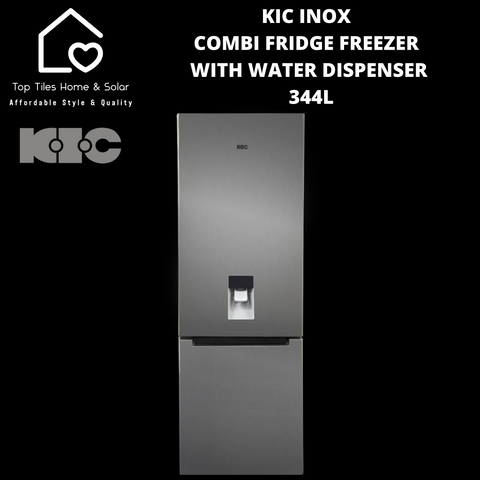 KIC Inox Combi Fridge Freezer with Water Dispenser - 344L