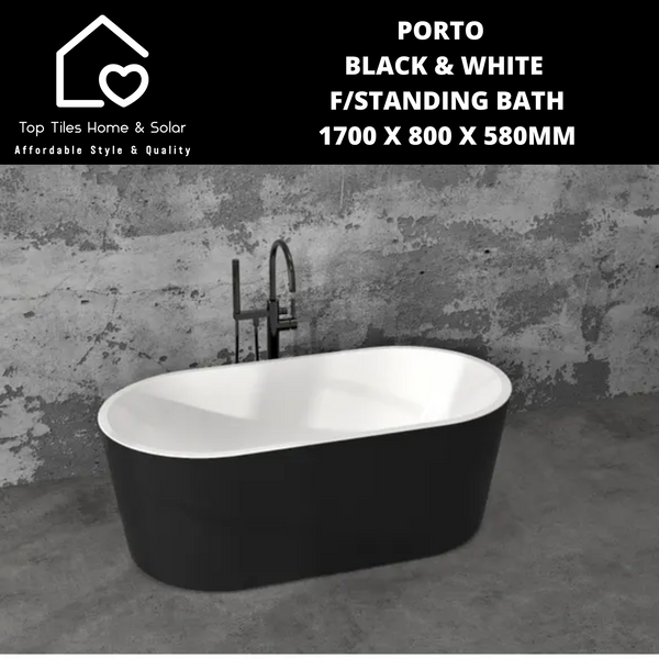 Porto Black & White F/Standing Bath 1700 x 800 x 580mm