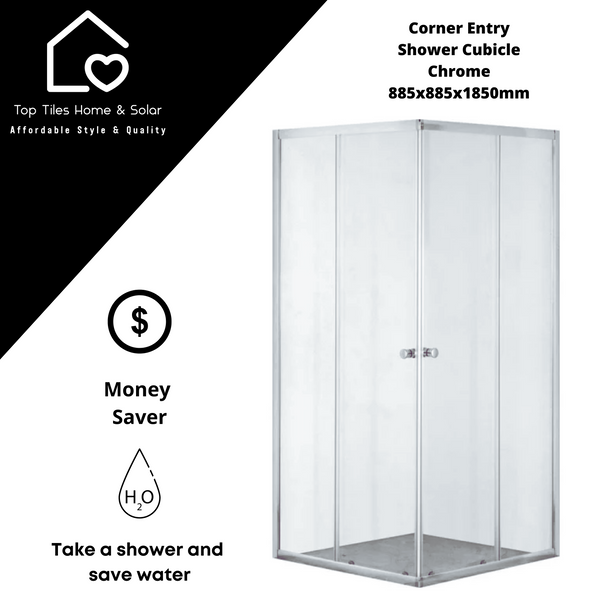 Chrome Corner Entry Shower Cubicle - 900x900x1850mm