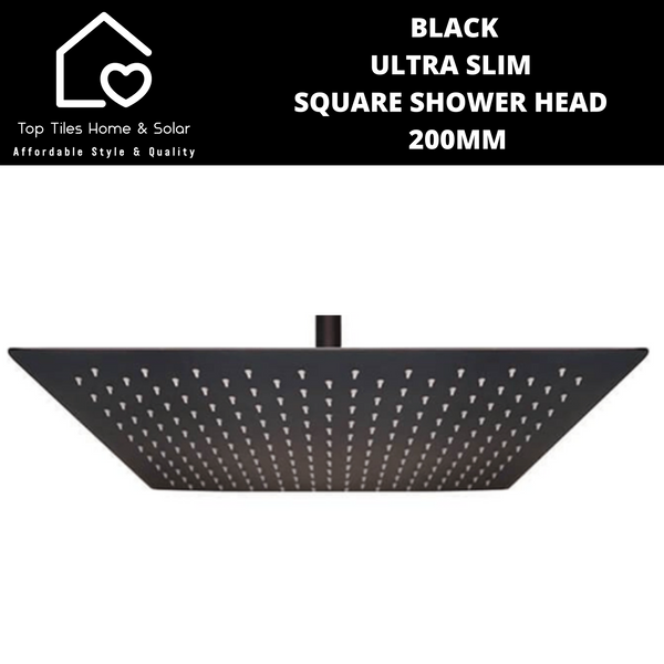 Black Ultra Slim Square Shower Head - 200mm