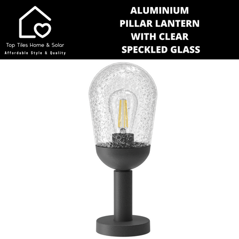 Aluminium Pillar Lantern with Clear Speckled Glass